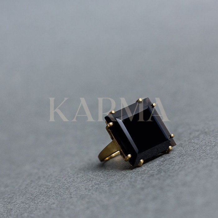 Gold Plated Sterling Silver Ring With Black Onyx
